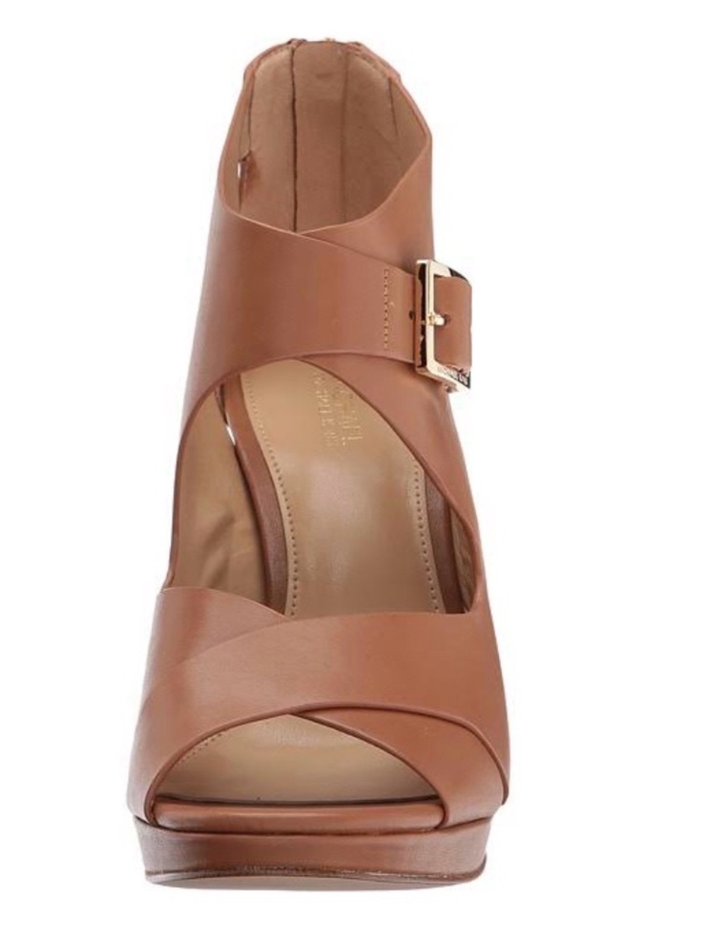 Michael Kors Cognac Leather High Heel Sandal with Buckle - Picture 2 of 11